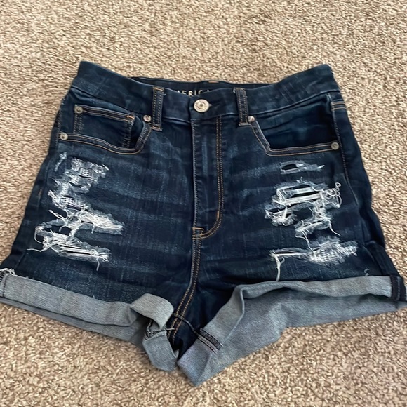 American Eagle high rise distressed shorts, size 8 - Picture 1 of 6